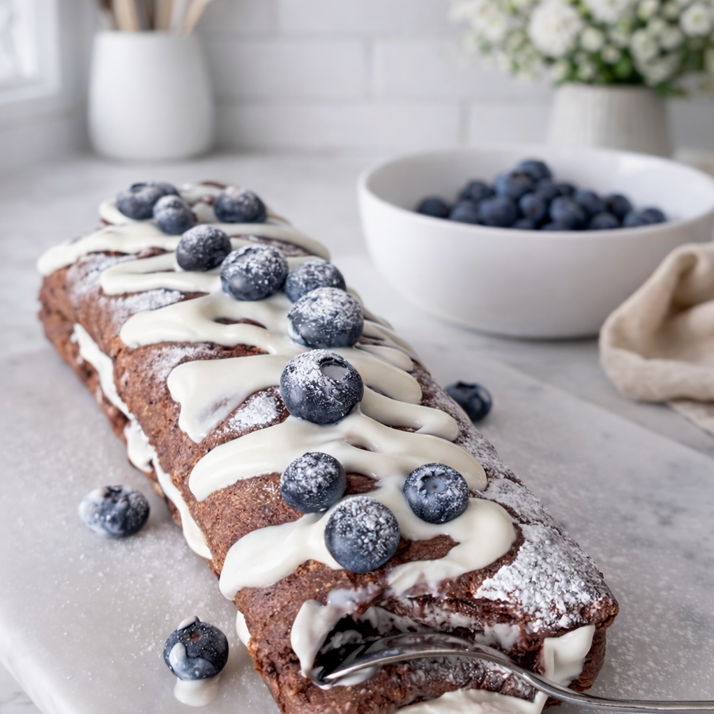 Extra schokoladige Biskuitrolle ohne Mehl (zuckerfrei)