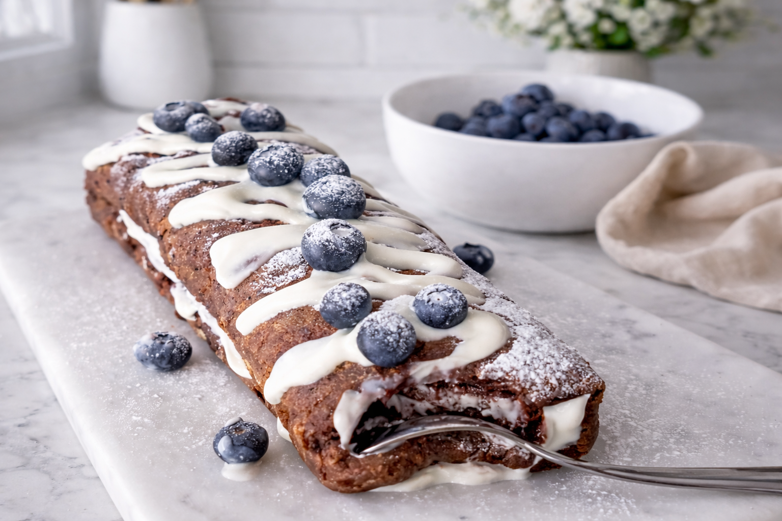 Extra schokoladige Biskuitrolle ohne Mehl (zuckerfrei)