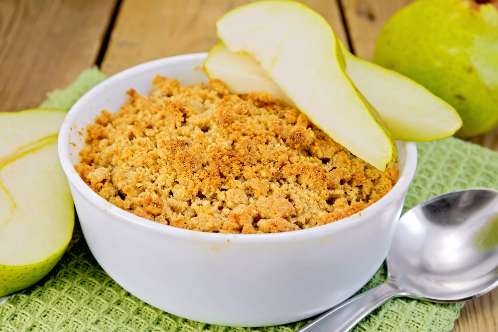 Herbstliches Birnen-Crumble mit PURELITE Dattel Powder 🍐🍂